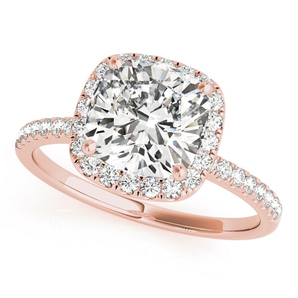 14K Rose Gold 3/4 ct tw Halo Diamond Engagement Ring