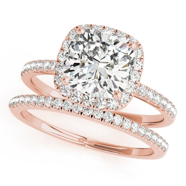 14K Rose Gold 3/4 ct tw Halo Diamond Engagement Ring