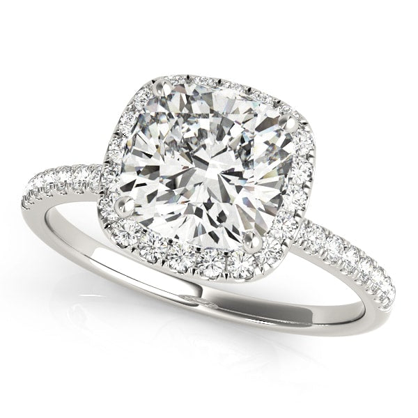18K White Gold 3/4 ct tw Halo Diamond Engagement Ring