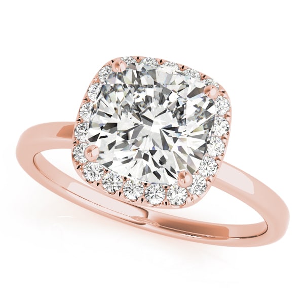 18K Rose Gold 5/8 ct tw Halo Diamond Engagement Ring