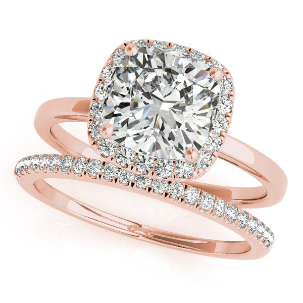 14K Rose Gold 5/8 ct tw Halo Diamond Engagement Ring