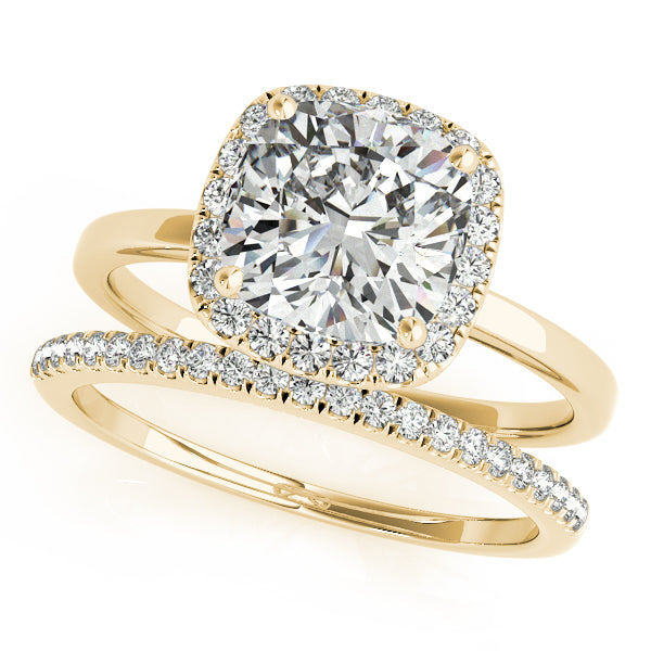 18K Yellow Gold 5/8 ct tw Halo Diamond Engagement Ring