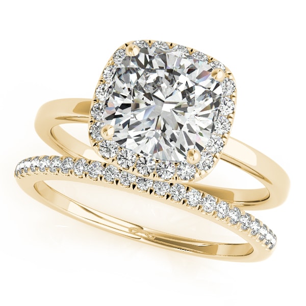 18K Yellow Gold 5/8 ct tw Halo Diamond Engagement Ring