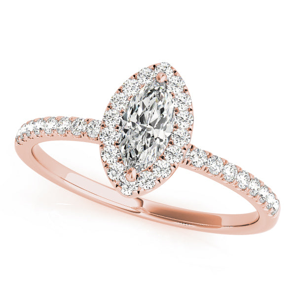 14K Rose Gold 1 1/4 ct tw Halo Diamond Engagement Ring