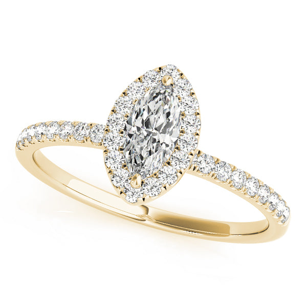 18K Yellow Gold 1 1/4 ct tw Halo Diamond Engagement Ring