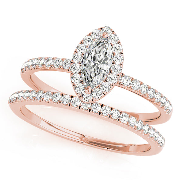 14K Rose Gold 1 1/4 ct tw Halo Diamond Engagement Ring