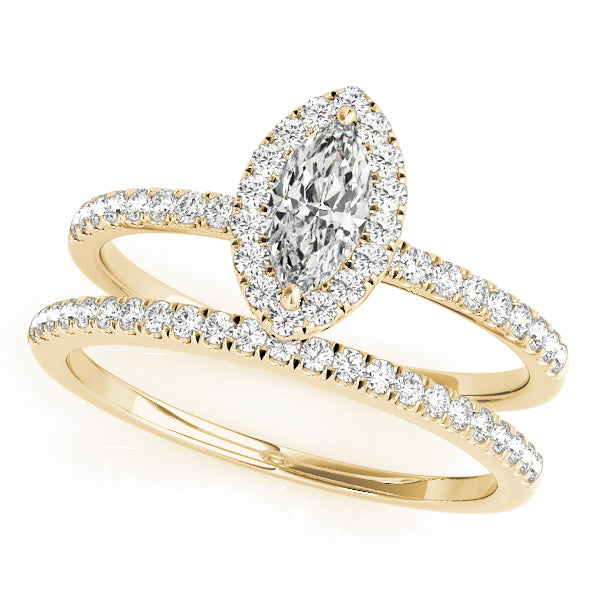 14K Yellow Gold 1 1/4 ct tw Halo Diamond Engagement Ring