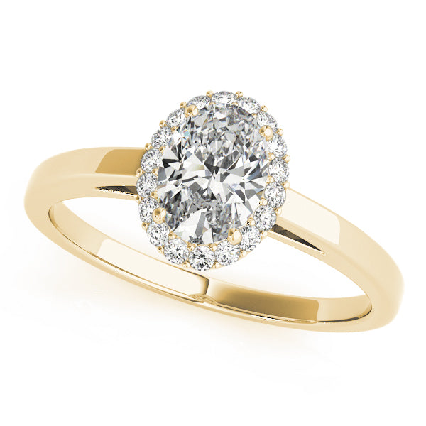 14K Yellow Gold Oval Diamond Engagement Ring with Halo