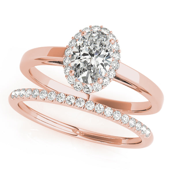 18K Rose Gold 1/5 ct tw Halo Diamond Engagement Ring