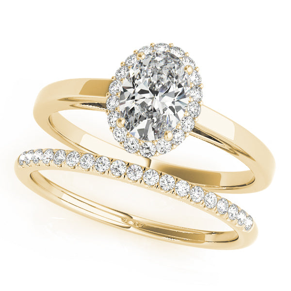 14K Yellow Gold 1/5 ct tw Halo Diamond Engagement Ring