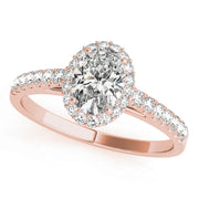 14K Rose Gold Oval Diamond Engagement Ring with Halo