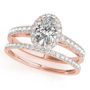 14K Rose Gold 1/3 ct tw Halo Diamond Engagement Ring