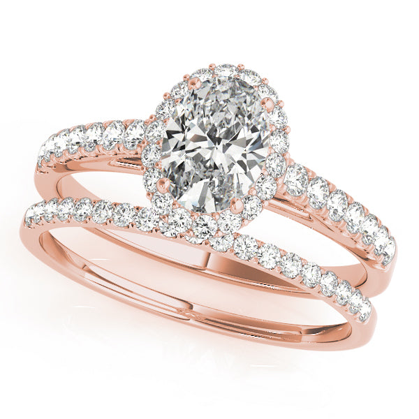 18K Rose Gold 1/3 ct tw Halo Diamond Engagement Ring