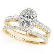 14K Yellow Gold 1/3 ct tw Halo Diamond Engagement Ring