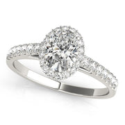 18K White Gold 1/3 ct tw Halo Diamond Engagement Ring