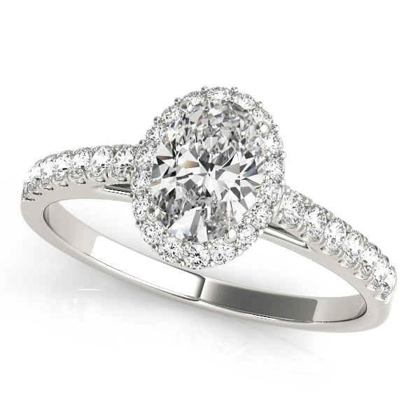 18K White Gold 1/3 ct tw Halo Diamond Engagement Ring