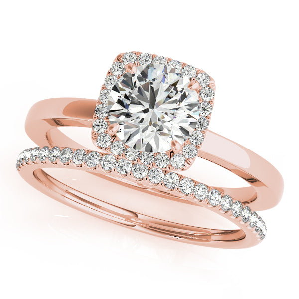 18K Rose Gold 1 1/8 ct tw Halo Diamond Engagement Ring