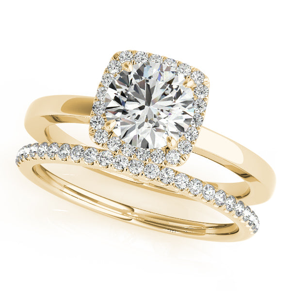 14K Yellow Gold 1 1/8 ct tw Halo Diamond Engagement Ring