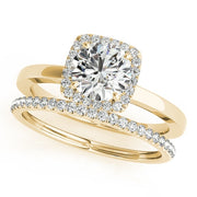 14K Yellow Gold 1 1/8 ct tw Halo Diamond Engagement Ring