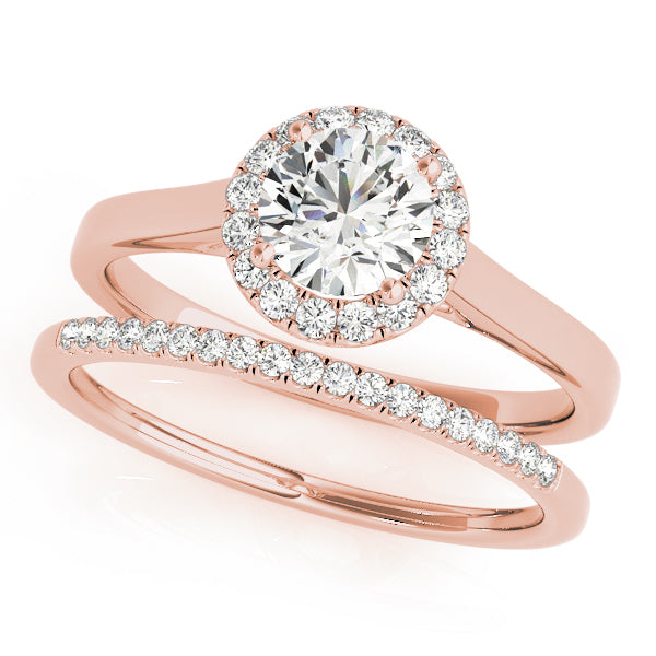 18K Rose Gold 1 1/8 ct tw Halo Diamond Engagement Ring