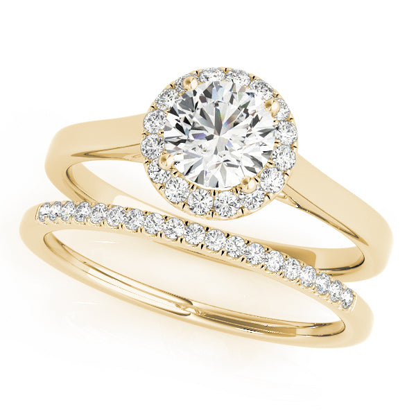 14K Yellow Gold 1 1/8 ct tw Halo Diamond Engagement Ring