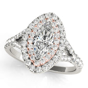 14K Rose Gold 1 1/2 ct tw Halo Diamond Engagement Ring