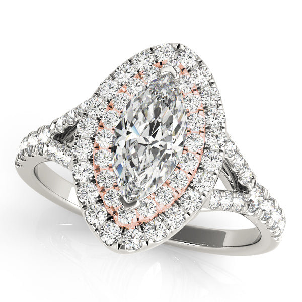 14K Rose Gold 1 1/2 ct tw Halo Diamond Engagement Ring