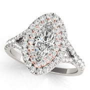 14K Rose Gold 1 1/2 ct tw Halo Diamond Engagement Ring