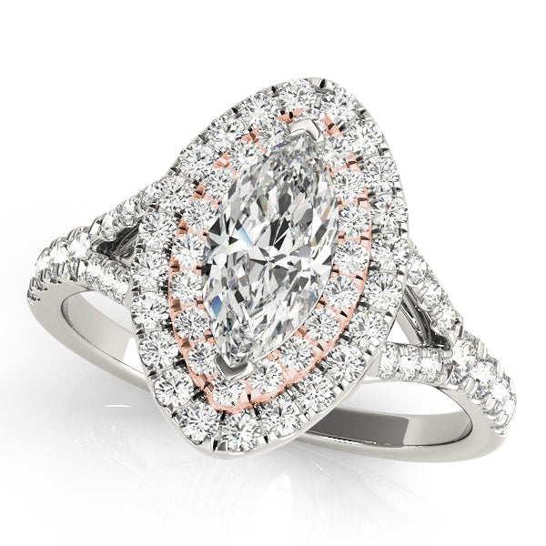 14K Rose Gold 1 1/2 ct tw Halo Diamond Engagement Ring