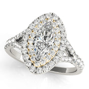 14K Yellow Gold 1 1/2 ct tw Halo Diamond Engagement Ring