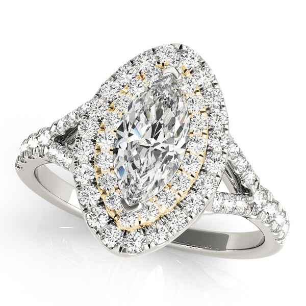 14K Yellow Gold 1 1/2 ct tw Halo Diamond Engagement Ring