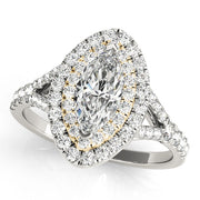 14K Yellow Gold 1 1/2 ct tw Halo Diamond Engagement Ring