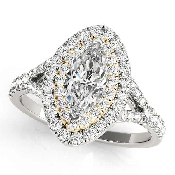14K Yellow Gold 1 1/2 ct tw Halo Diamond Engagement Ring