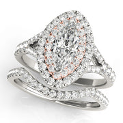14K Rose Gold 1 1/2 ct tw Halo Diamond Engagement Ring
