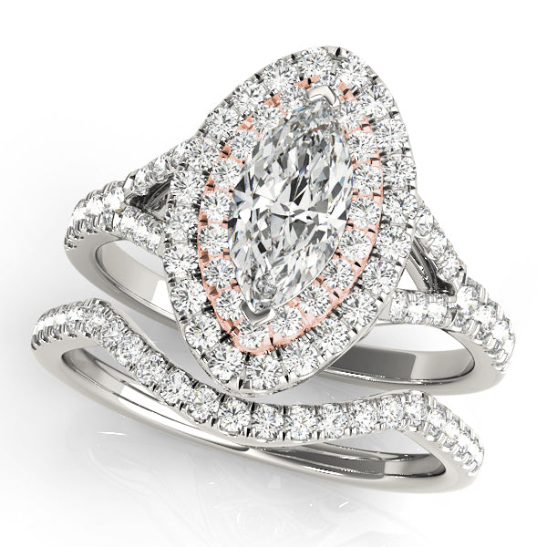 14K Rose Gold 1 1/2 ct tw Halo Diamond Engagement Ring