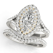 18K Yellow Gold 1 1/2 ct tw Halo Diamond Engagement Ring