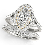 18K Yellow Gold 1 1/2 ct tw Halo Diamond Engagement Ring