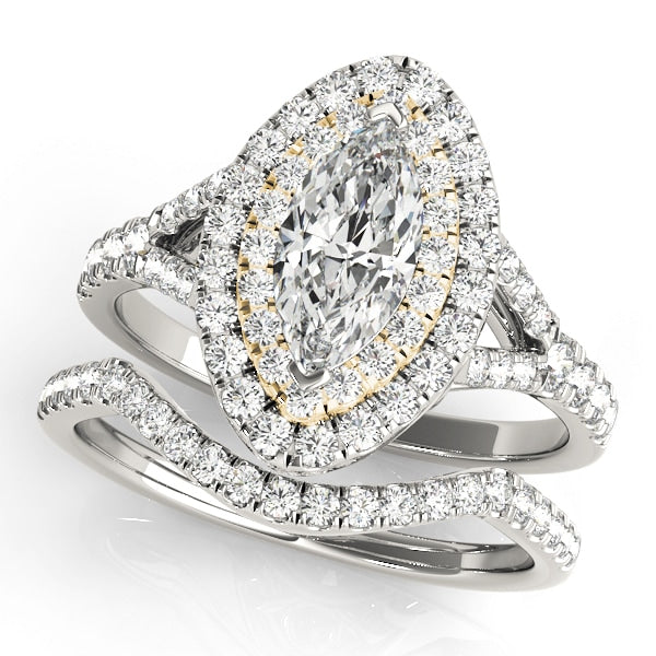 18K Yellow Gold 1 1/2 ct tw Halo Diamond Engagement Ring
