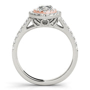 14K Rose Gold 1 1/2 ct tw Halo Diamond Engagement Ring