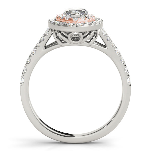 14K Rose Gold 1 1/2 ct tw Halo Diamond Engagement Ring