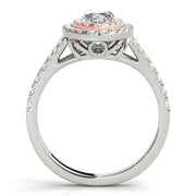 14K Rose Gold 1 1/2 ct tw Halo Diamond Engagement Ring