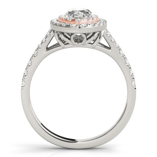 14K Rose Gold 1 1/2 ct tw Halo Diamond Engagement Ring