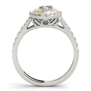 14K Yellow Gold 1 1/2 ct tw Halo Diamond Engagement Ring
