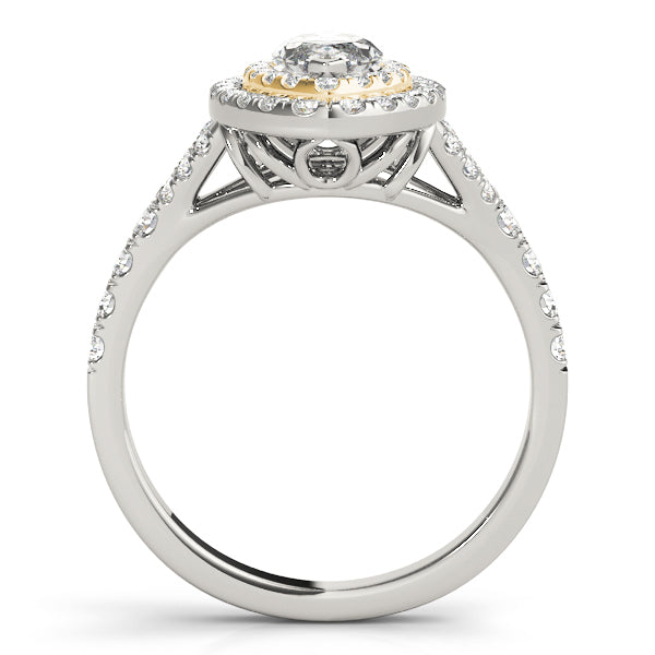 14K Yellow Gold 1 1/2 ct tw Halo Diamond Engagement Ring