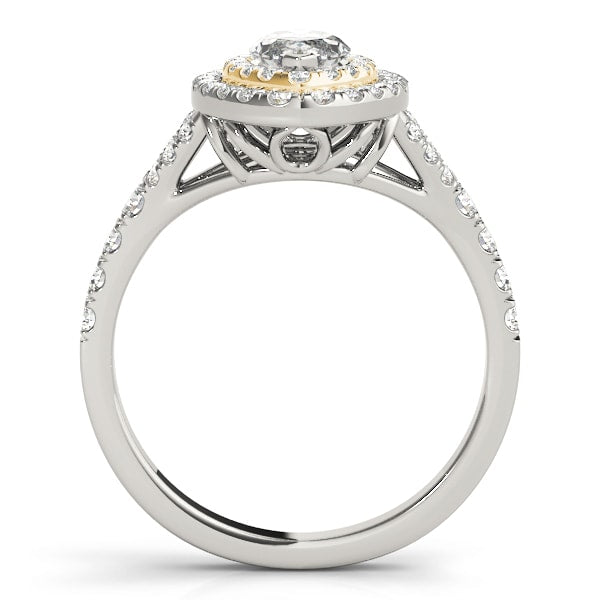 14K Yellow Gold 1 1/2 ct tw Halo Diamond Engagement Ring
