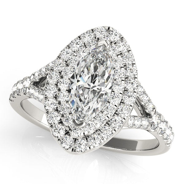 Platinum 1 1/2 ct tw Halo Diamond Engagement Ring