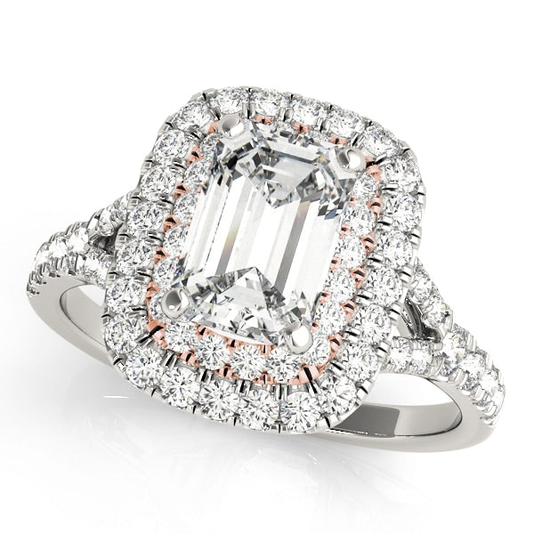 14K Rose Gold 1 ct tw Halo Diamond Engagement Ring