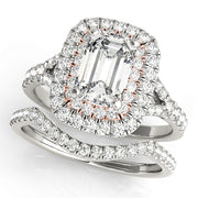 14K Rose Gold 1 ct tw Halo Diamond Engagement Ring