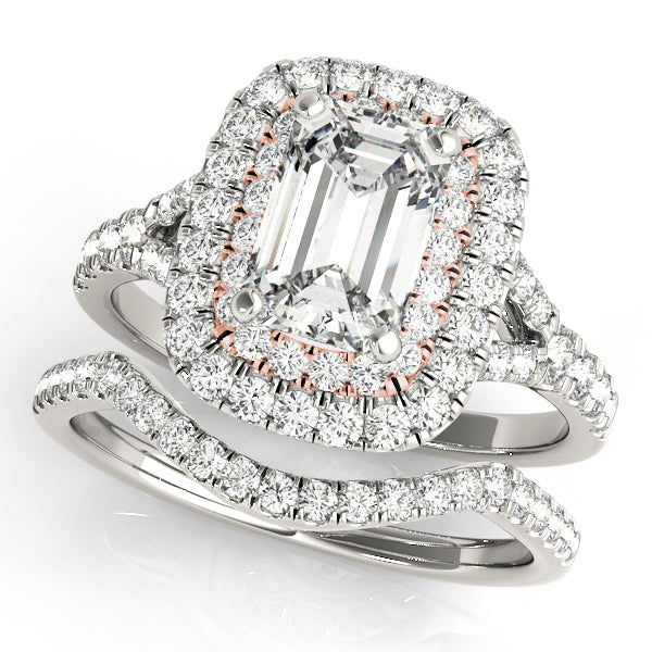 14K Rose Gold 1 ct tw Halo Diamond Engagement Ring