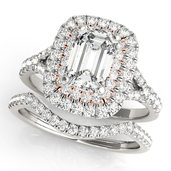 18K Rose Gold 1 ct tw Halo Diamond Engagement Ring